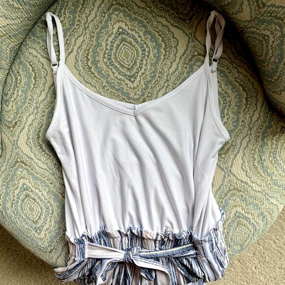 White / Blue Stripe Jumpsuit - Picture 4 of 7